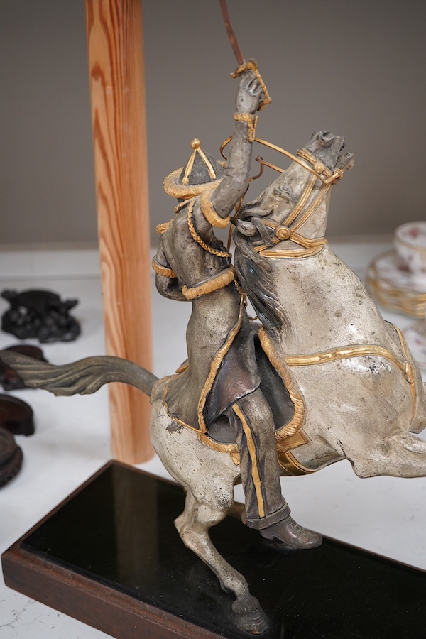 A 20th century model of a warrior on horseback, after Guiseppe Vasari